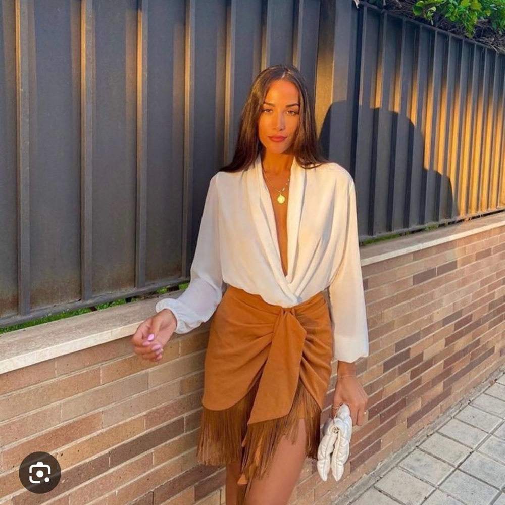 Zara Mini Skirt in Brown and White